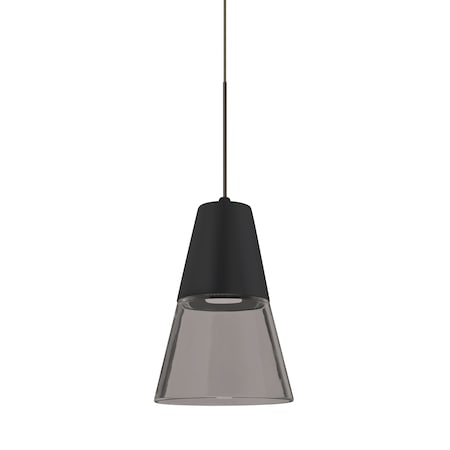 Besa Lighting Timo 6 Cord Pendant, Smoke/Black, Bronze Finish, 1x9W LED 1XT-TIMO6BS-LED-BR